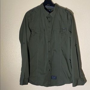 Green button down shirt